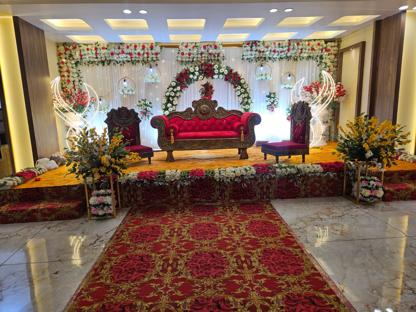 Floral mandap decoration for a wedding ceremony